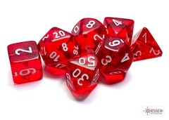 Translucent Red / White 7 Dice Set - CHX23074